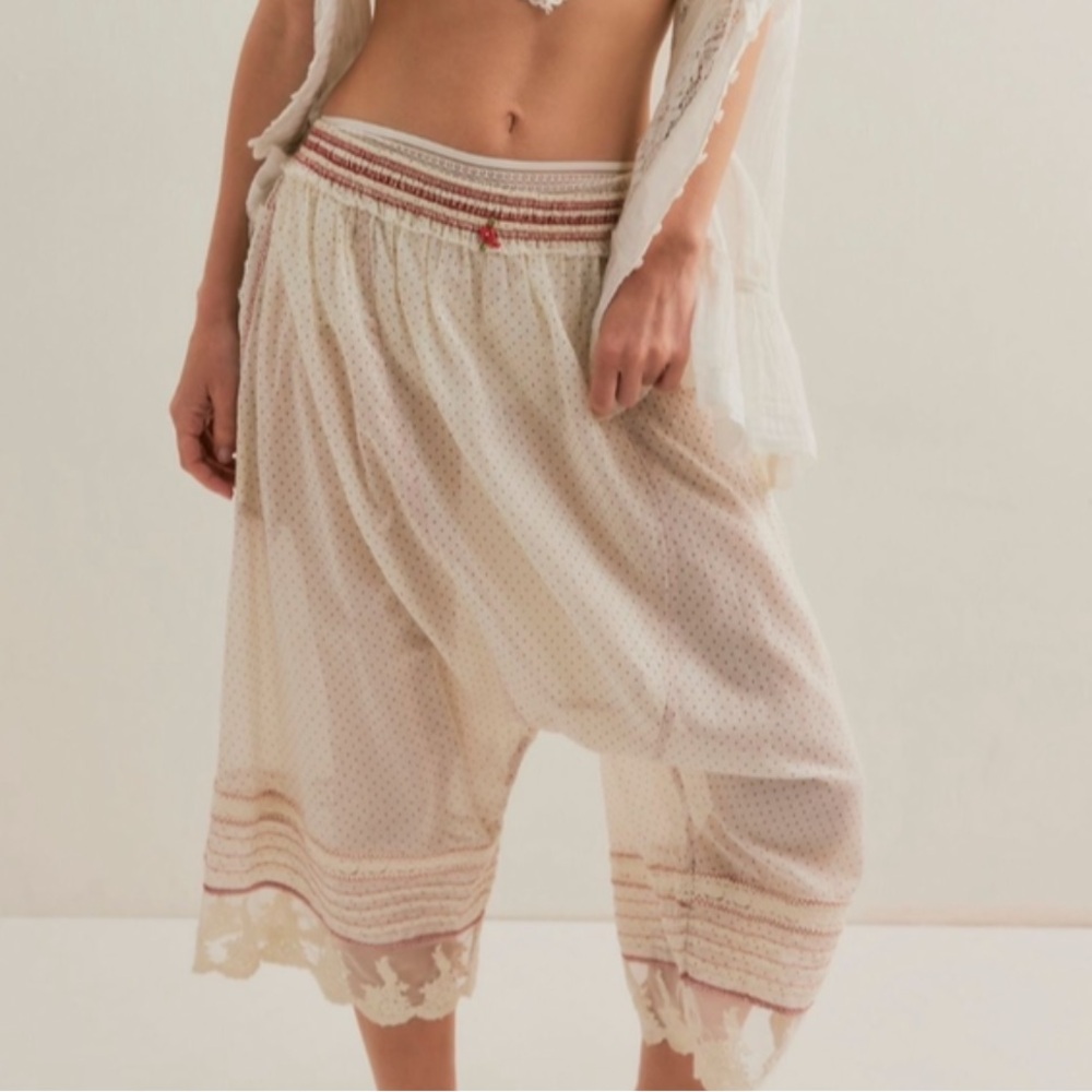 Free People Cream and Blush Polka Dot Lounge Harem Pants - Picture 5 of 13